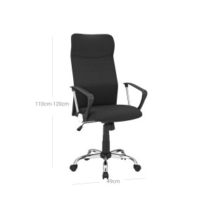 Schwarzer Songmics Bürostuhl, ergonomisch, höhenverstellbar und neigbar.