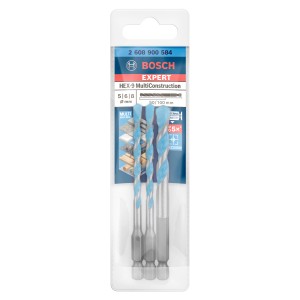 Bosch Expert Bohrer-Set Hex-9, 3-teilig. Multi Construction Bohrer für Beton, Holz, Metall und mehr.