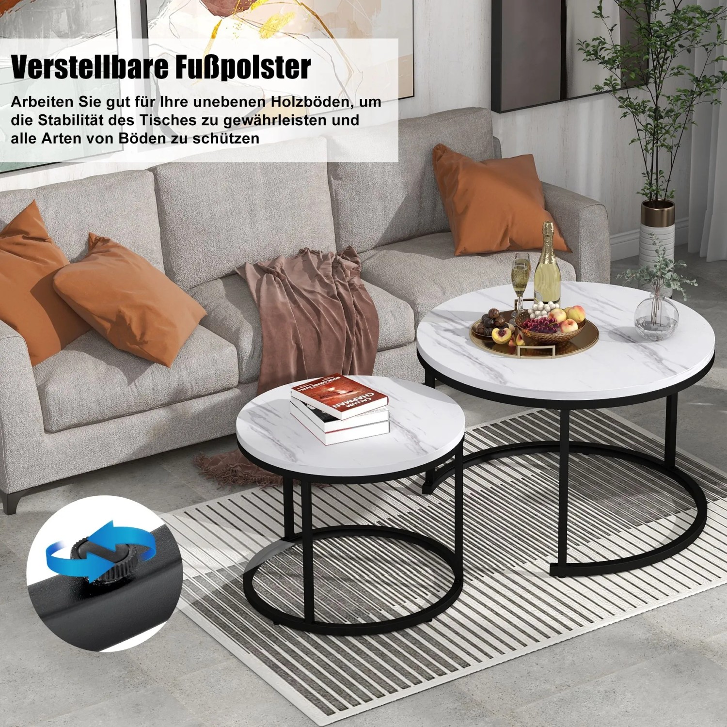 Merax Couchtisch Set Zweiteilig Rund Beistelltisch Wohnzimmertisch kaufen bei OBI