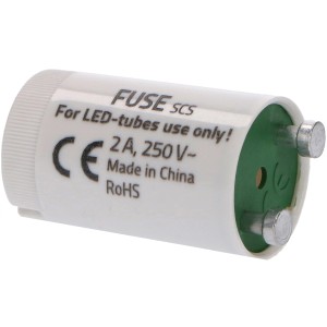 Starter für LED-TL-Röhre T8, weiß, mit Sicherung. Zubehör für Leuchtstofflampen.