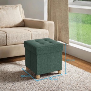 Grüner Songmics Sitzhocker Melisa mit Stauraum, Steppdesign und Holzfüßen.
