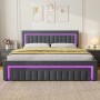 okwish Polsterbett mit LED Beleuchtung Schubladen Jugendzimmer 180x200cm Grau_9