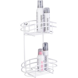 Wenko Wandregal Classic Plus mit 2 Etagen, weiß, zur Badutensilien-Aufbewahrung.