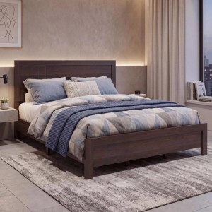 King Size Bett P44 in Walnuss-Optik mit Lattenrost, Liegefläche 180x200 cm.