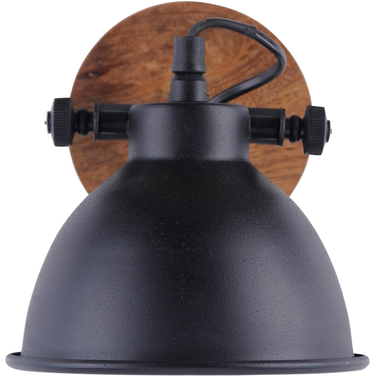 Schwarze Just Light Wand- und Deckenleuchte Samia mit Holzapplikation, 1-flammig.