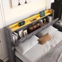 okwish Polsterbett mit Bettkasten LED-Licht Kinderzimmer mit Matratze 140x200cm Grau_7