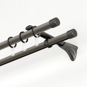 Gardinia Chicago Gardinenstange, Ø 20mm, Titan, 200cm, mit Ringen und Trägern.