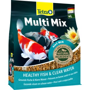 Tetra Pond Multi Mix Fischfutter 4 l: Futtermischung für Teichfische mit Flocken, Sticks, Wafern und Gammaruskrebsen.