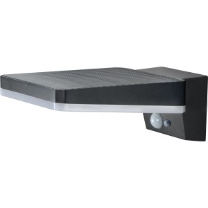 Anthrazitfarbene E2 Elektro Solar Wandleuchte SIKA mit Sensor, 610lm, IP54.