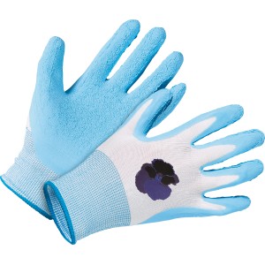 Blaue LUX Gartenhandschuhe aus Latex, Größe 7 (S), für Gartenarbeiten.