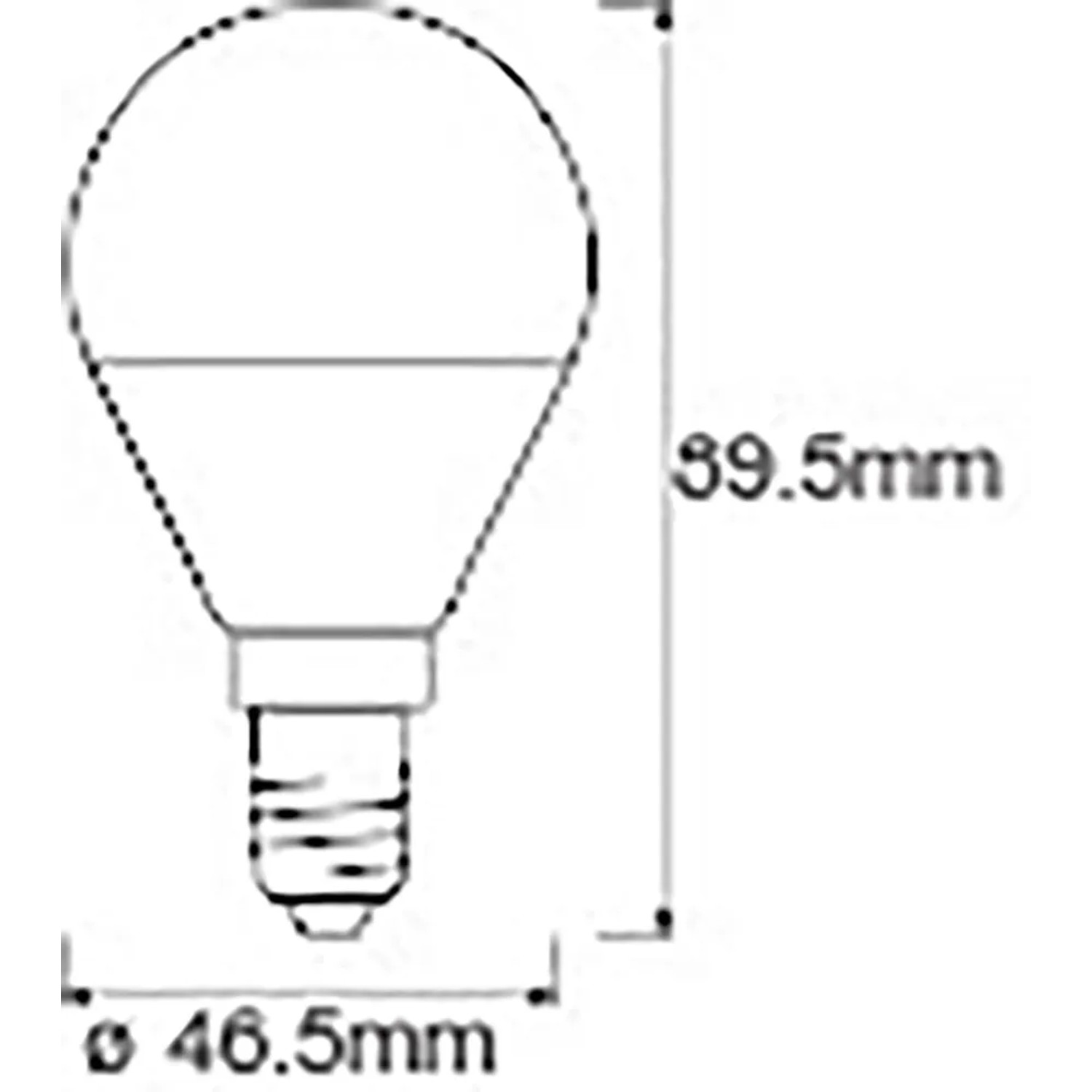 Skizze der Ledvance Smart+ Leuchte Mini RGBW E14, Abmessungen: 89,5 x 46,5 mm.