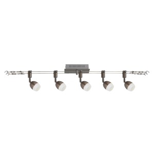 Näve LED-Seilsystem Tony mit 5 Spots, Stahl blank, für flexible Deckenausleuchtung.