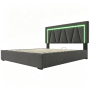 okwish Polsterbett 140x200cm mit LED USB C Stauraum Jugendzimmer Grau ohne Matratze