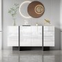 okwish Sideboard mit 2 Türen 4 Schubladen Wohnzimmer Esszimmer 150x40x80cm Weiß_4