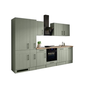 Respekta Küchenzeile Anton Landhaus Schilfgrün 310 cm mit Induktionskochfeld