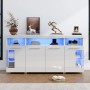 okwish Sideboard mit LED Hochglanz Glasfächer Wohnzimmer 140x40x70 cm Weiß_2