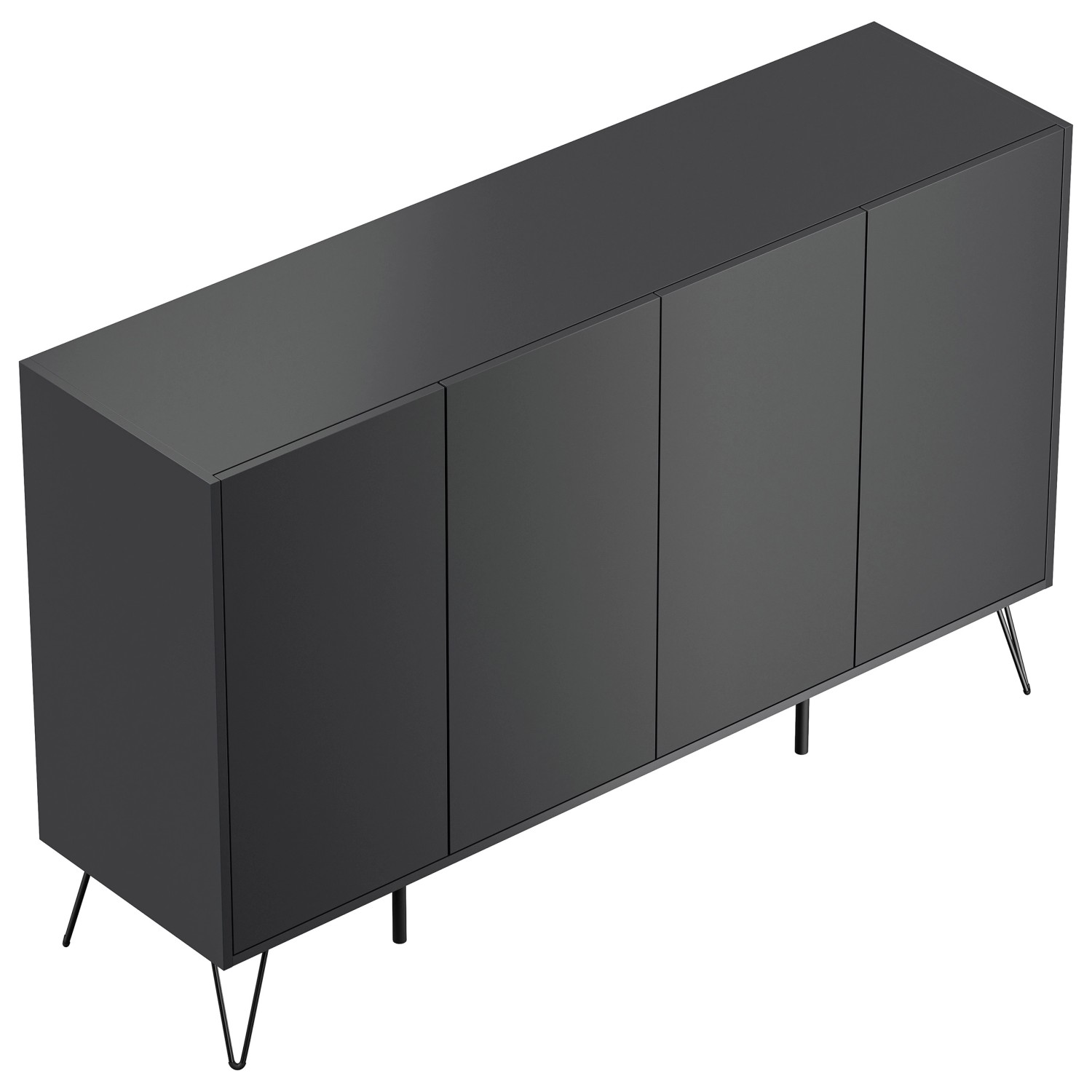 Posseik Sideboard Industrial P, 155 cm breit, in Grafit mit 4 Türen und Schubladen.