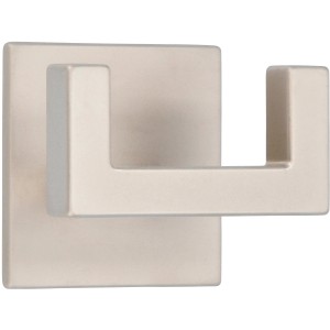 Moderner, selbstklebender Garderobenhaken Siro 2331 in Nickelfarben matt mit eckigem Design.