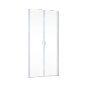 Schulte Sunny Pendeltür, 75x180 cm, Weiß, für Nische. Duschtür aus Glas mit weißen Rahmen.