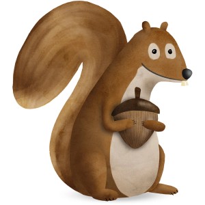 Komar Wandbild: Niedliches Eichhörnchen mit Eichel, 50x70 cm. Dekoratives Bild für Kinderzimmer.