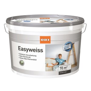 Eimer OBI Easyweiss Innen-Wandfarbe, matt, 10 l. Weiße Dispersionsfarbe für ca. 70 m².