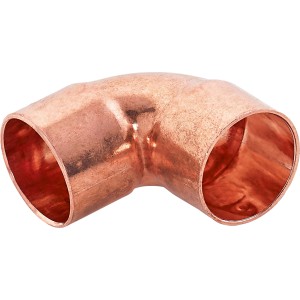Kupfer Löt-Winkel Ø 22 mm, 90 Grad Bogen für Kupferrohr Installation.