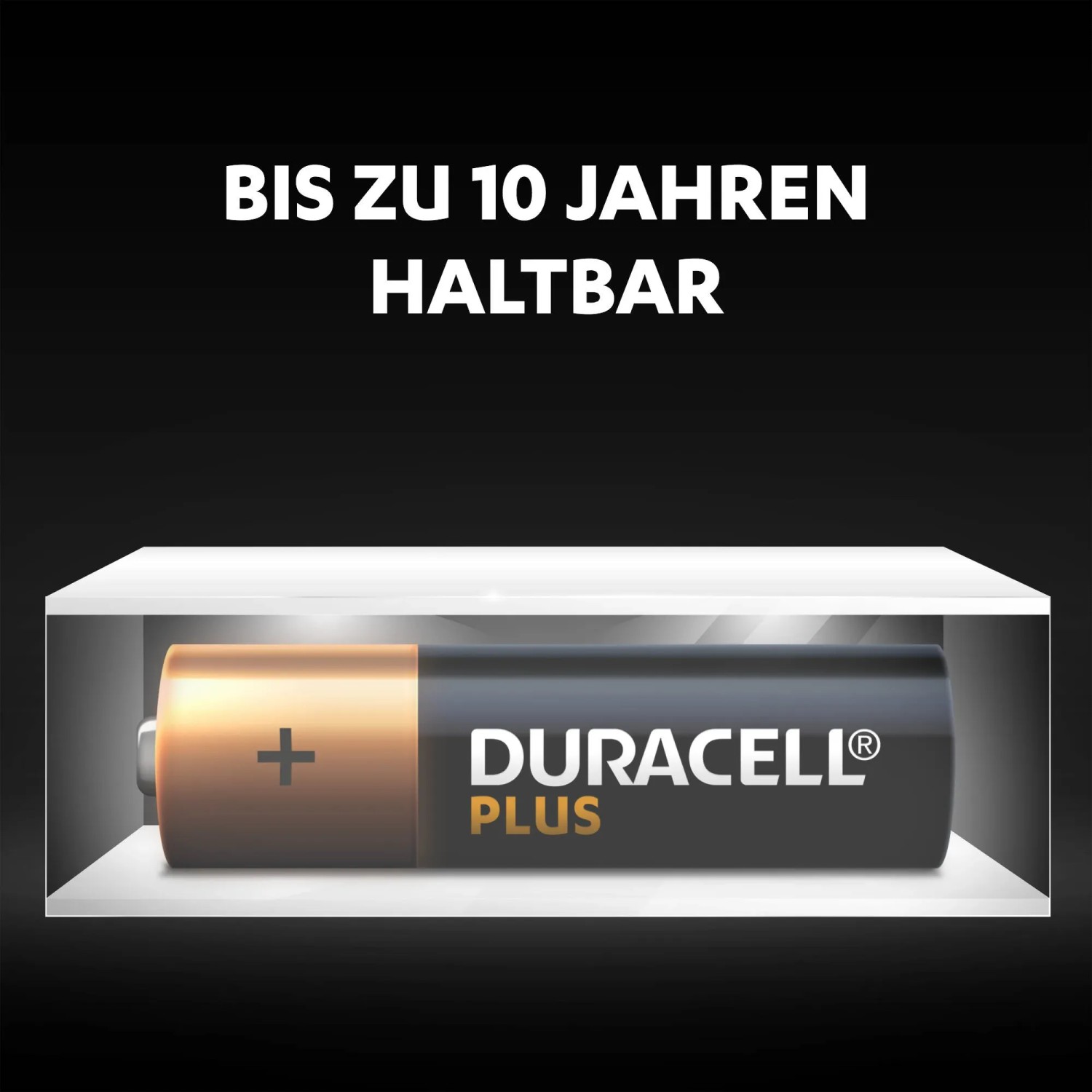 Duracell AA Batterie in Verpackung, bis zu 10 Jahre haltbar.