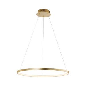 Moderne LED Pendelleuchte Circle Gold, Ø 60cm, warmweißes Licht für Wohnraum und Esszimmer.