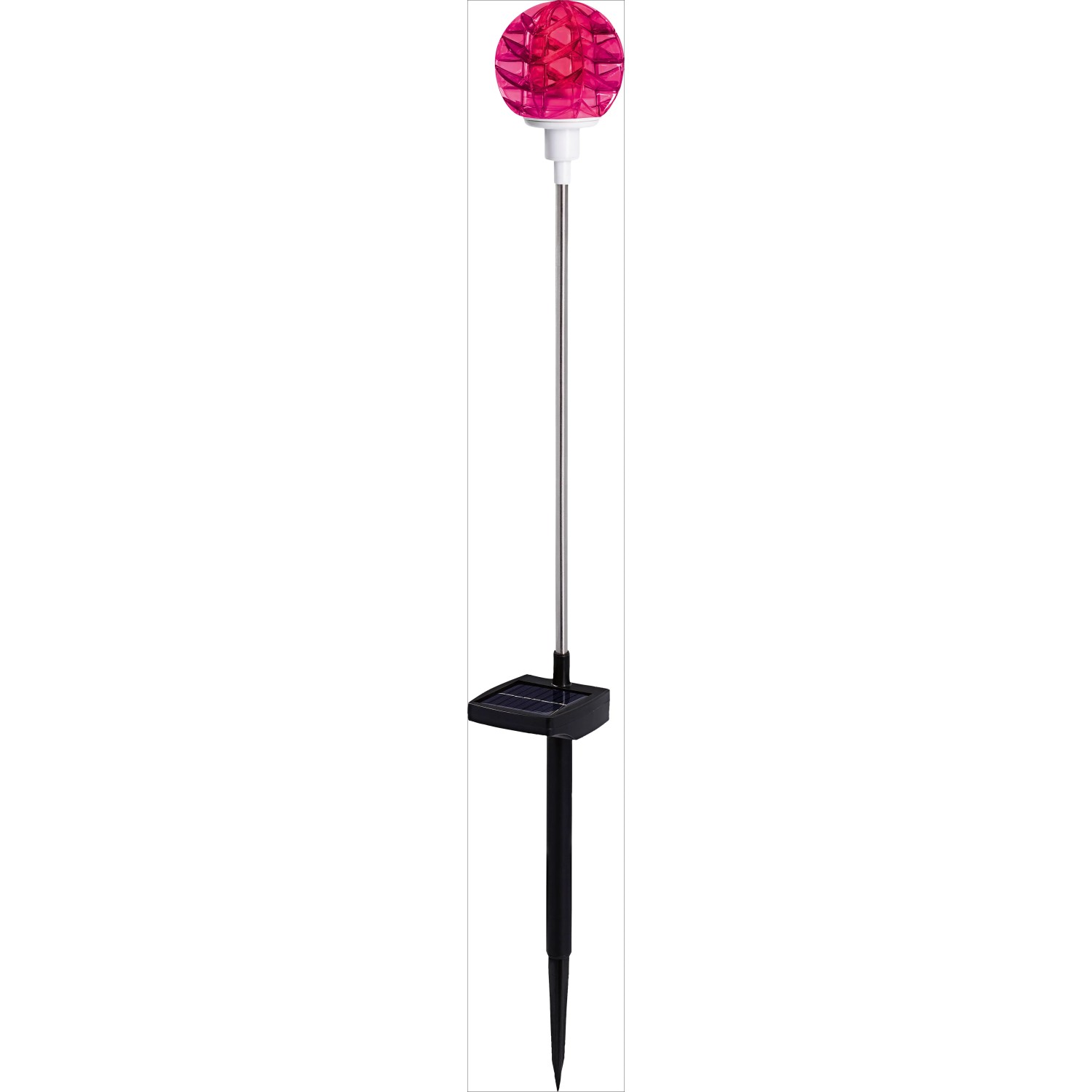 LED-Solarspieß Termoli mit rotem Dekoelement für den Garten.
