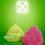 Zwei Sitzsäcke 'Fluffy' in Grün und Pink mit Sternenmuster. Bequeme BeanBags für Kinder und Erwachsene.