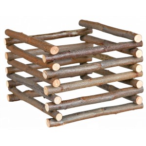 Trixie Standheuraufe Natural Living aus Naturholz für Käfigzubehör, 15x11x15cm.