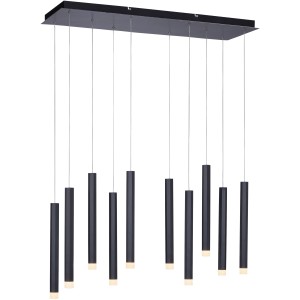 Schwarze, 10-flammige LED-Pendelleuchte Bruno (89x120cm) von Just Light. Moderne Hängelampe für Wohnräume.