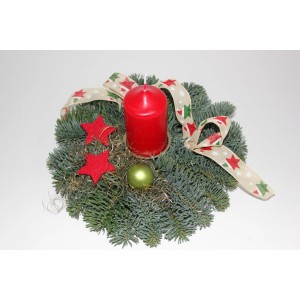 Adventsgesteck Nobilis mit 1 Kerze Ø 23 cm Rot