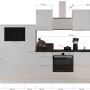 Respekta Küchenzeile Elisabeth RS370WWH, 370 cm, Weiß, mit Elektrogeräten und Maßangaben.