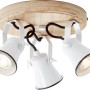 Weiße 3-flammige Wandlampe Seed GU10 mit Holzrondell im Landhausstil.
