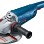 Bosch Professional GWS 22-230 P Winkelschleifer im Karton, blau/silber mit Schleifscheibe und Zusatzhandgriff.