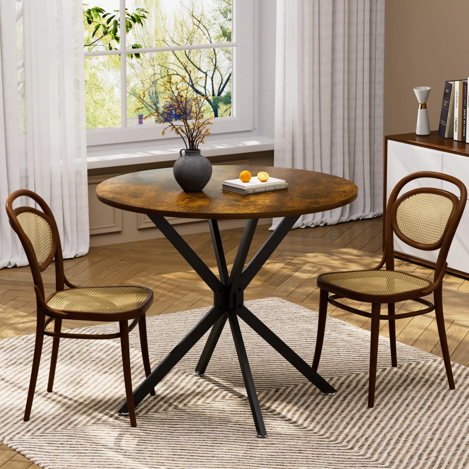 okwish Esstisch Metallbeine Für Esszimmer Wohnzimmer 90x90x78cm Braun Schwar kaufen bei OBI
