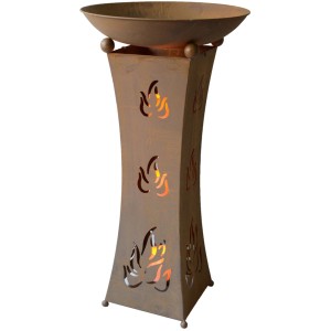 Pflanzschale in Rost-Optik mit LED-Beleuchtung für Garten & Terrasse.