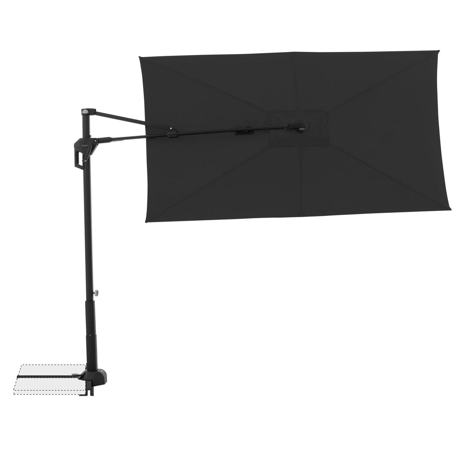 Rechteckiger, anthrazitfarbener Doppler Balkonschirm Active Green Edition, 240x135 cm, mit 6 Streben.