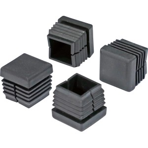 Fußkappen für Geelong Barstuhl, 25x25 mm, aus schwarzem Kunststoff, 4er-Set.
