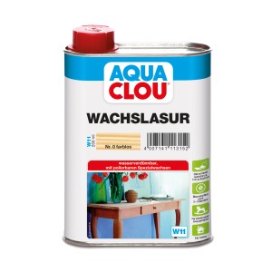 Dose Aqua Clou Wachslasur Transparent 250ml für Holzoberflächen, betont die natürliche Holzstruktur.