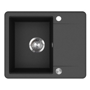 Helika Einbauspüle Esta 56 cm x 46 cm Schwarz inkl. Druckknopfventil