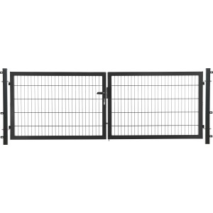 Verzinktes Doppeltor Comfort 140x300 cm mit Einstabmattenfüllung für den Garten.
