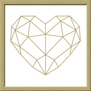 Bild mit Rahmen Anonymus Golden Polygon Heart 32,5 cm x 32,5 cm