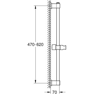 Grohe Brausestange Vitalio Universal 600mm, technische Zeichnung mit Maßen.