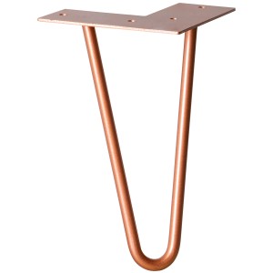 Wagner Möbelbein Hairpin, 200 mm, Pearl Brass, aus Stahl mit Anschraubplatte.