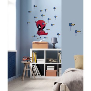 Wandtattoo: Deadpool Comic-Sticker „Shootout“ (50x70 cm) im Kinderzimmer.