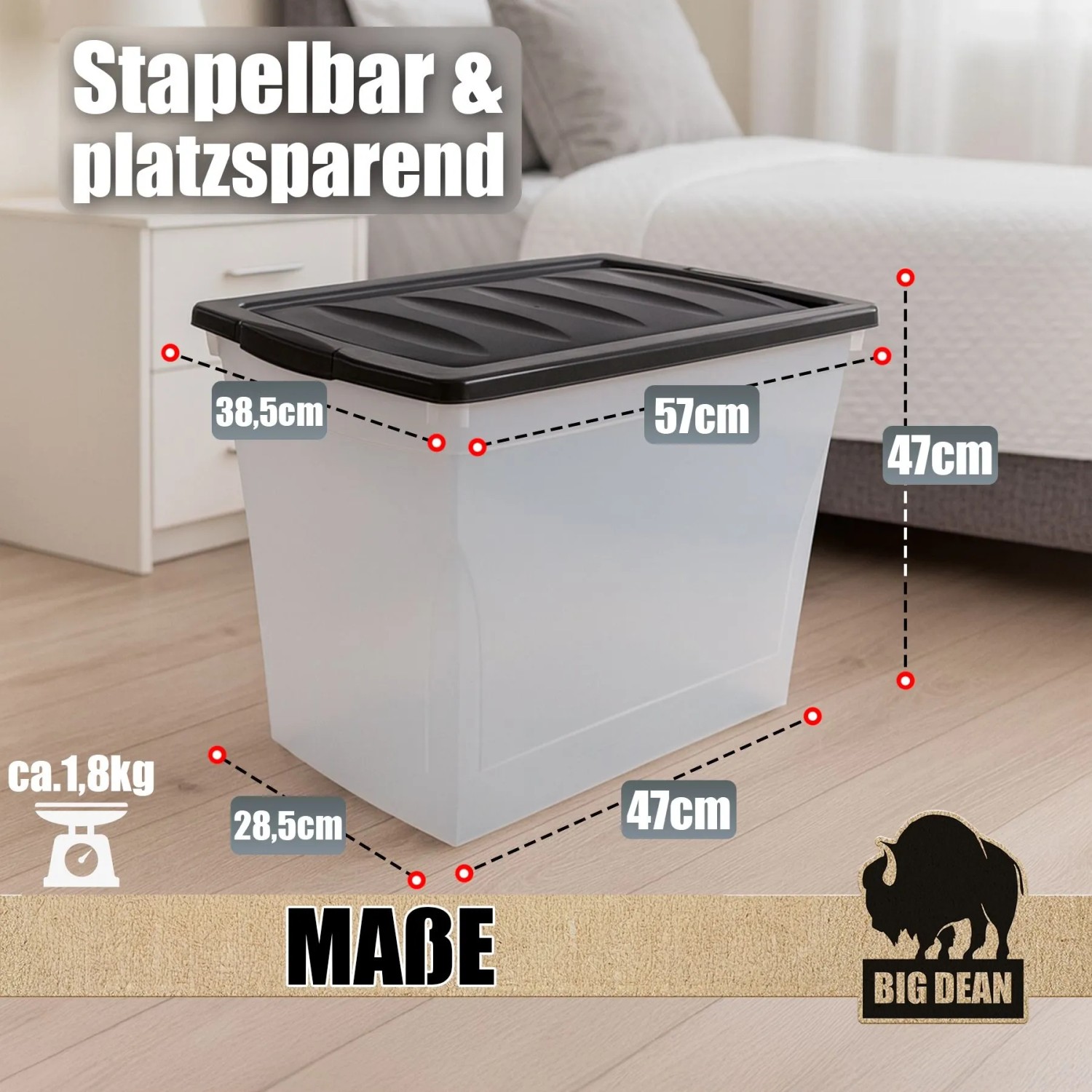BigDean 3x 80 L Aufbewahrungsbox Mit Deckel Und Rollen Groß Budget Line Plastikbox Mit Deckel XXL kaufen bei OBI