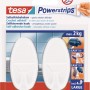 Tesa Klebehaken, 2 ovale, weiße Haken mit Powerstrips für bis zu 2 kg.
