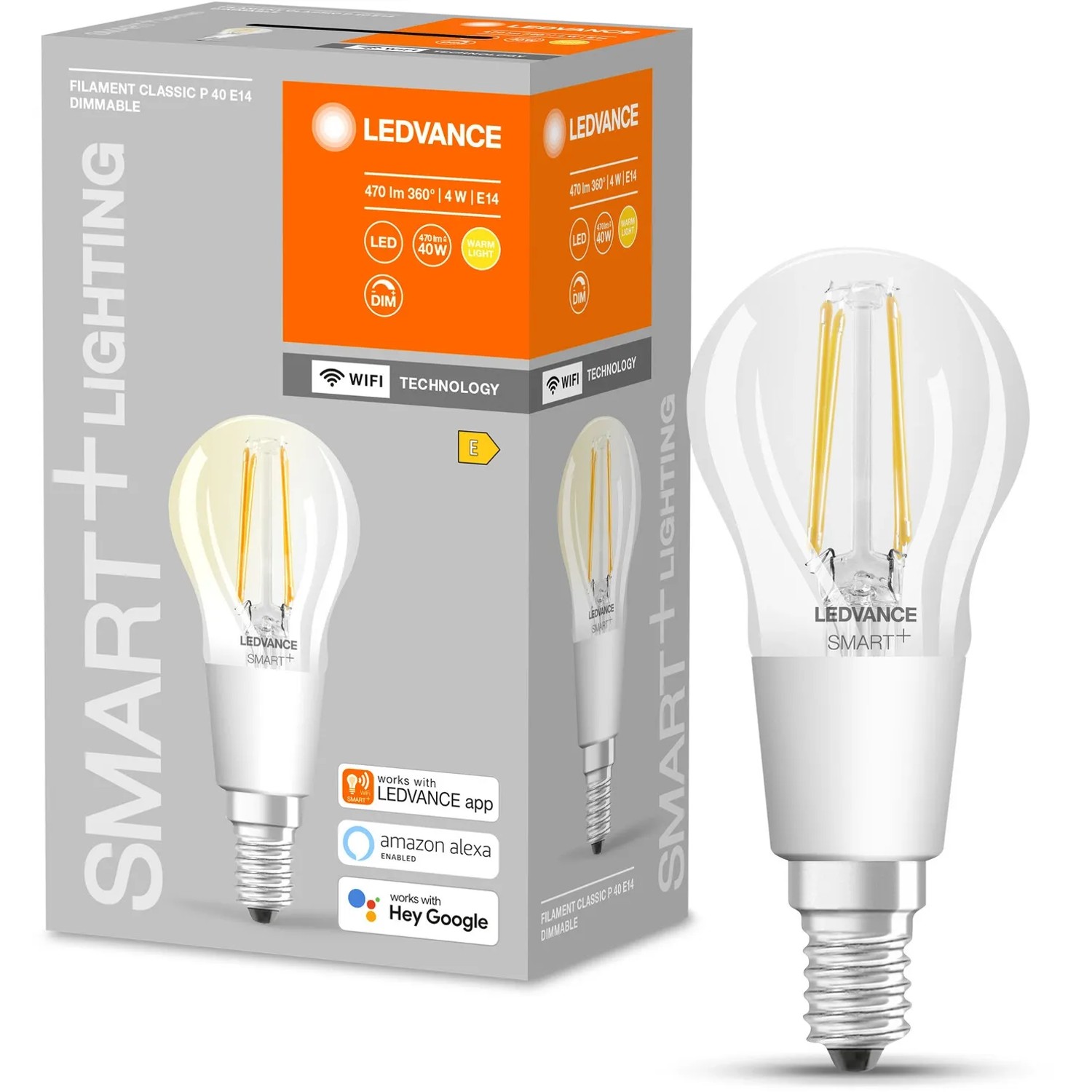 Ledvance Smart+ Filament LED Lampe, Mini Birne, E14, klar. Smarte Beleuchtung für Ihr Zuhause.
